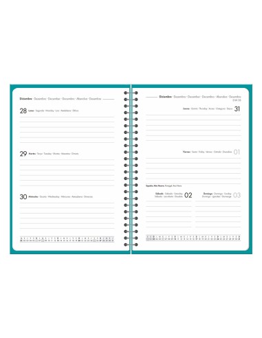 AGENDA OFICINA  2027 ESP.BASIC S/V A5 BILINGUE 60G PAPEL FSC TURQ.