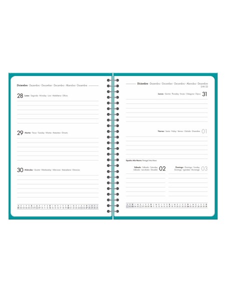 AGENDA OFICINA  2027 ESP.BASIC S/V A5 BILINGUE 60G PAPEL FSC TURQ.