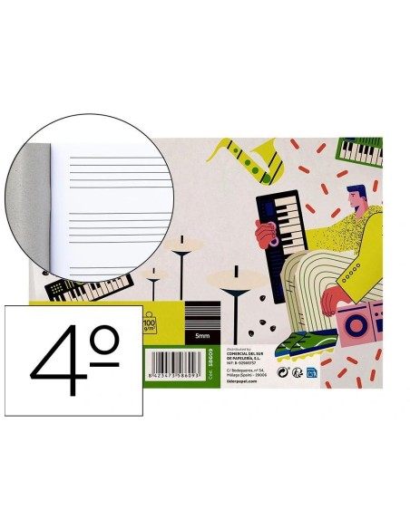 BLOC GRAPADO LIDERPAPEL MUSICA A5 PENTAGRAMA 5MM 20H 100GR.
