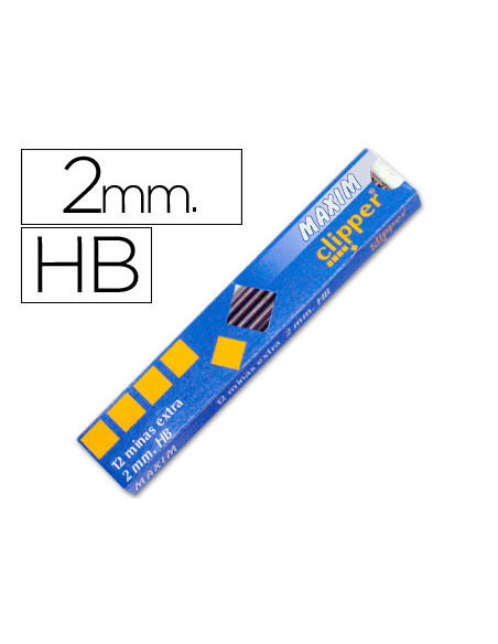 MINAS MAXIM GRAFITO 2 MM ESTUCHE 12 MINAS