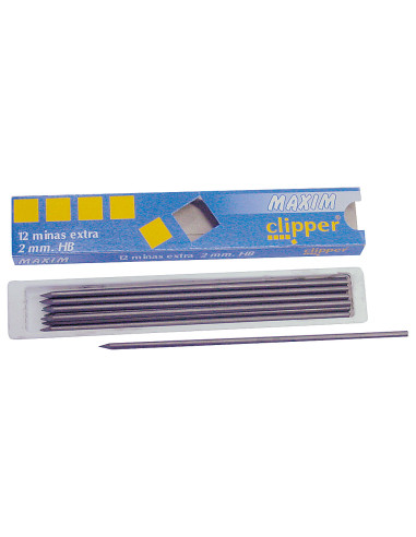 MINAS MAXIM GRAFITO 2 MM ESTUCHE 12 MINAS
