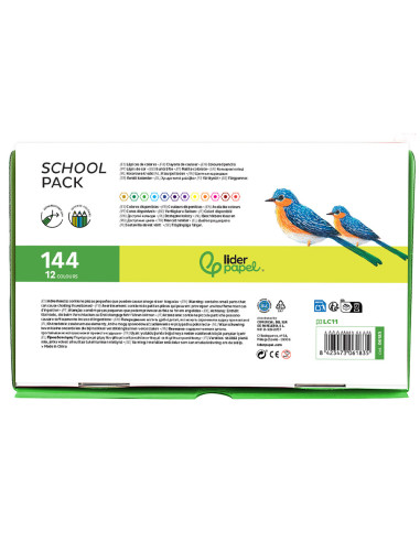 LAPICES COLORES SCHOOL PACK 144 UD.12 COLORES X 12 UDS.