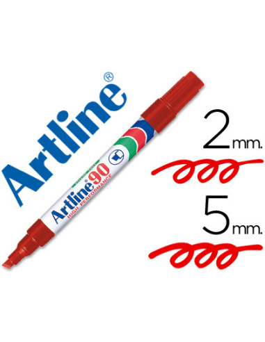 ROTULADOR ARTLINE MARCADOR PERM.EK-90 ROJO PUNTA BISELADA 5 MM PAPEL