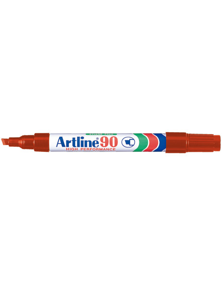 ROTULADOR ARTLINE MARCADOR PERM.EK-90 ROJO PUNTA BISELADA 5 MM PAPEL