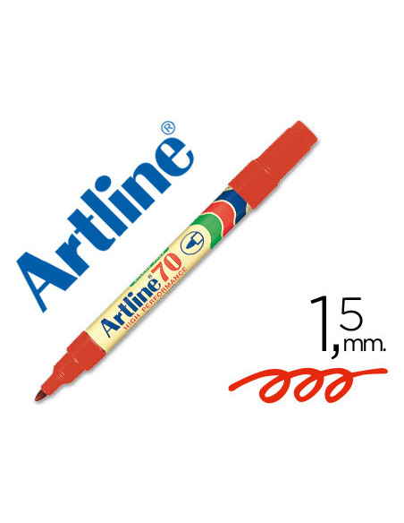 ROTULADOR ARTLINE MARCADOR PERM.EK-70 ROJO PUNTA RED.1.5 MM PAPEL MET