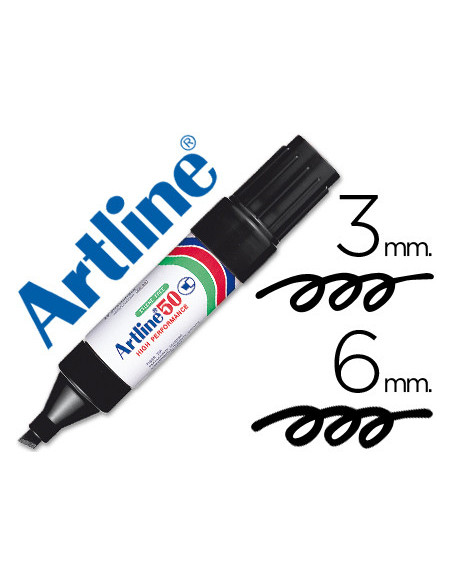 ROTULADOR ARTLINE MARCADOR PERM.EK-50 NEGRO PUNTA BISELADA 6 MM PAPEL