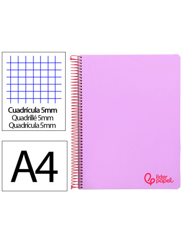 CUADERNO ESP. WONDER A4 T.PLASTICO MICRO 5MM 5B 4T. 120H 90GR. LILA