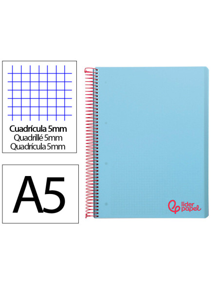 CUADERNO ESP. WONDER A5 T.PLASTICO MICRO 5MM 5B 6T. 120H.90GR. AZ.