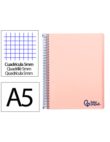 CUADERNO ESP. WONDER A5 T.PLASTICO MICRO 5MM 5B 6T. 120H 90GR. ROSA