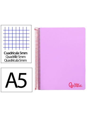 CUADERNO ESP. WONDER A5 T.PLASTICO MICRO 5MM 5B 6T. 120H 90GR. VIO