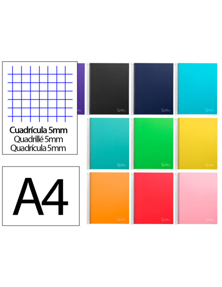 CUADERNO ESP. JOLLY A4 T.FORRADA MICRO 5MM 5B 4T.140H.75GR. COL.SURT.