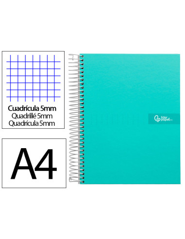 CUADERNO ESP. CRAFTY A4 T.FORRADA MICRO 120H 90GR. 5MM 5B.4T. TURQ.