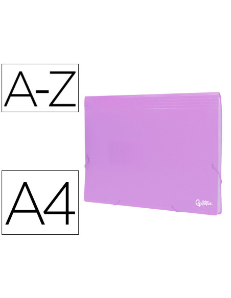 CARPETA CLASIFICADOR FUELLE PP. A4 LAVANDA OPACO 13 DEPARTAMENTOS