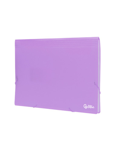 CARPETA CLASIFICADOR FUELLE PP. A4 LAVANDA OPACO 13 DEPARTAMENTOS