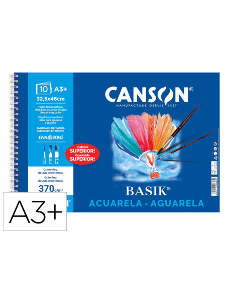 CUADERNO ESP. CANSON DIBUJO A3 ACUARELA 10H. 370GR.