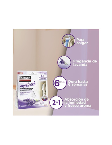 DESHUMIDIFICADOR RUBSON MINI FRESH LAVANDA 1 PACK 2 BOLSITAS 50 GR