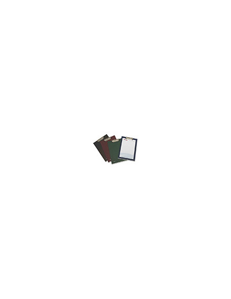PORTANOTAS PARDO CARTON FORRADO PVC FOLIO CON PINZA METALICA AZUL