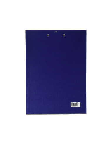 PORTANOTAS PARDO CARTON FORRADO PVC FOLIO CON PINZA METALICA AZUL