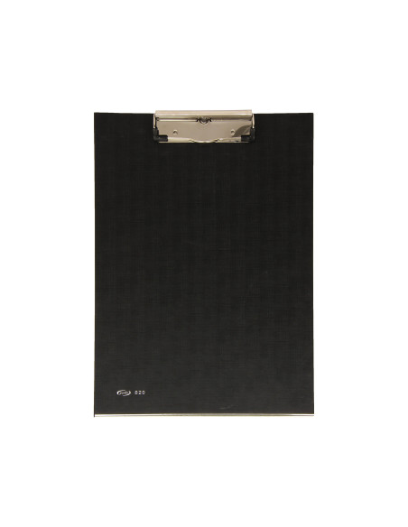 PORTANOTAS PARDO CARTON FORRADO PVC FOLIO CON PINZA METALICA NEGRO