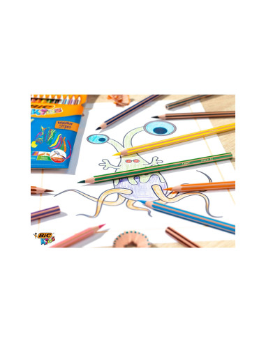 LAPICES COLORES BIC EVOLUTION STRIPES C.18 SURT.
