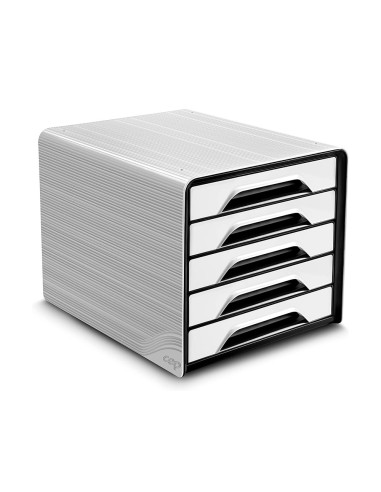 FICHERO CAJONES SOBREMESA CEP 5 CAJONES BLANCO/NEGRO 360X288X270 MM