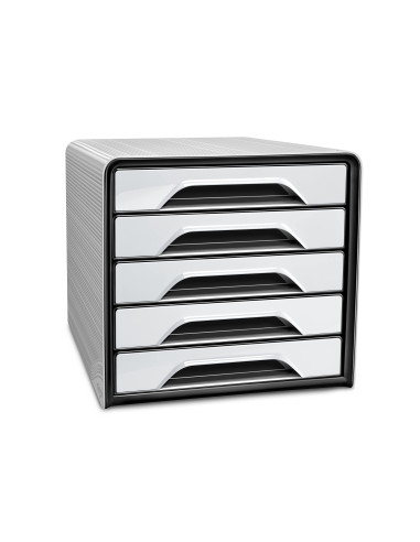 FICHERO CAJONES SOBREMESA CEP 5 CAJONES BLANCO/NEGRO 360X288X270 MM