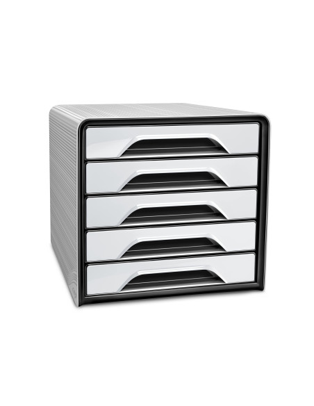 FICHERO CAJONES SOBREMESA CEP 5 CAJONES BLANCO/NEGRO 360X288X270 MM