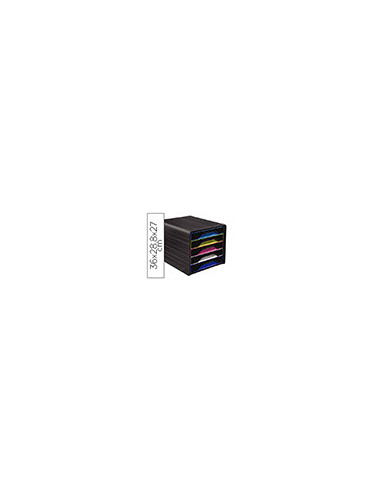 FICHERO CAJONES SOBREMESA CEP 5 CAJONES NG./MULTICOLOR 360X288X270 MM