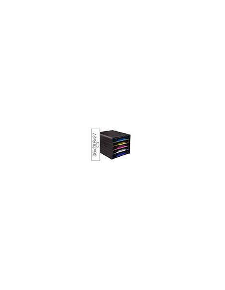 FICHERO CAJONES SOBREMESA CEP 5 CAJONES NG./MULTICOLOR 360X288X270 MM
