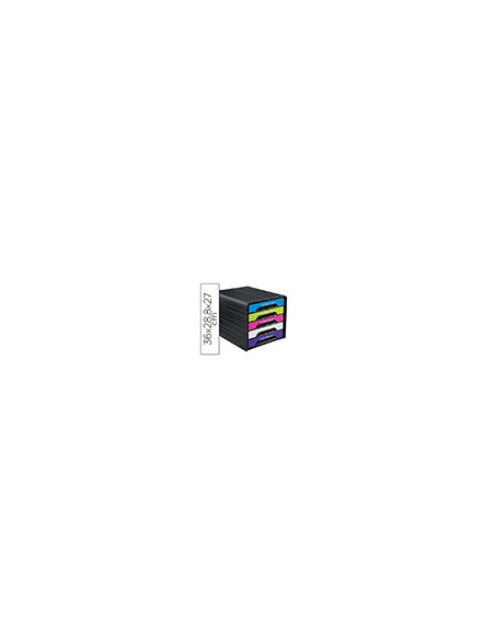 FICHERO CAJONES SOBREMESA CEP 5 CAJONES NG/MULTI FLASHY 360X288X270MM