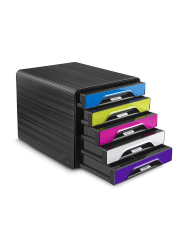 FICHERO CAJONES SOBREMESA CEP 5 CAJONES NG/MULTI FLASHY 360X288X270MM