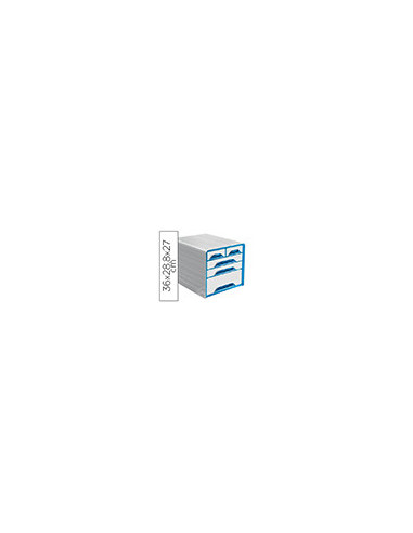 FICHERO CAJONES SOBREMESA CEP 5 CAJONES MIXTOS BL/AZ 360X288X270MM
