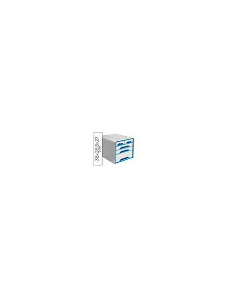 FICHERO CAJONES SOBREMESA CEP 5 CAJONES MIXTOS BL/AZ 360X288X270MM