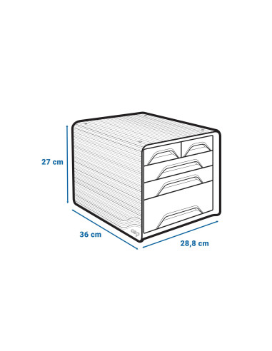 FICHERO CAJONES SOBREMESA CEP 5 CAJONES MIXTOS BL/NG 360X288X270MM