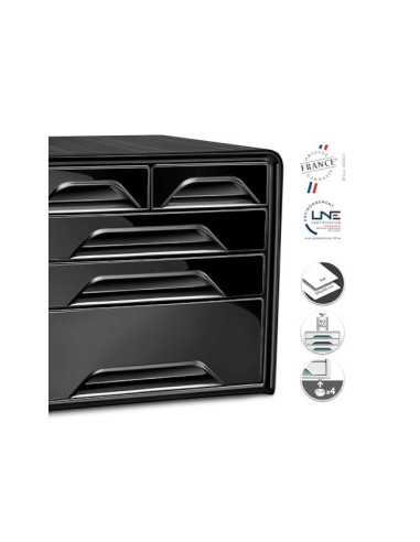FICHERO CAJONES SOBREMESA CEP 5 CAJONES MIXTOS NG/NG 360X288X270MM
