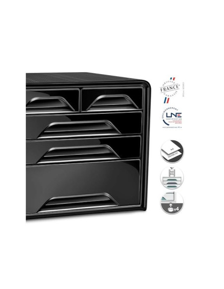 FICHERO CAJONES SOBREMESA CEP 5 CAJONES MIXTOS NG/NG 360X288X270MM