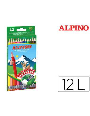 LAPICES COLORES ALPINO BORRABLE GOMA C.12 SURT.