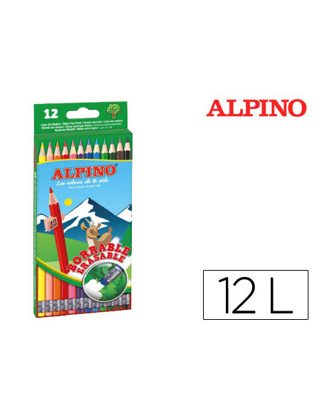 LAPICES COLORES ALPINO BORRABLE GOMA C.12 SURT.