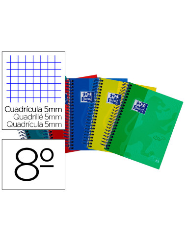 CUADERNO ESP. OXFORD EBOOK A6 T.EXTRA 5MM 120H. 90GR. SURT.