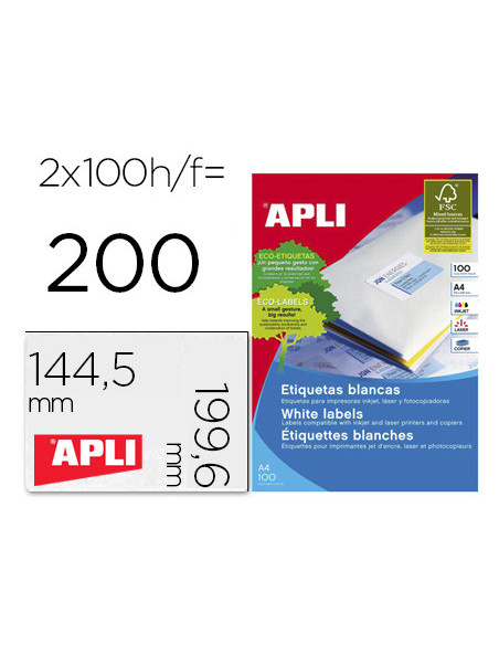 ETIQUETA ADH. APLI 2423 199,6X144,5MM 100UD.