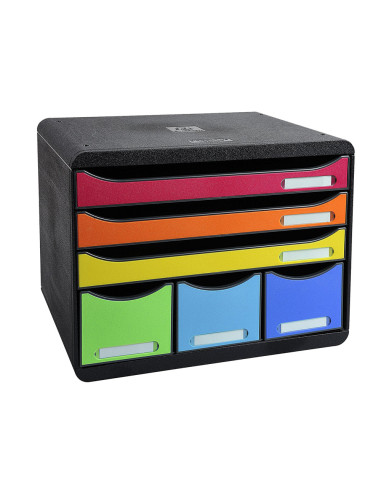 FICHERO CAJ.SOBREMESA EXACOMPTA 6 CAJ.MULTICOLORES 270X355X271 MM