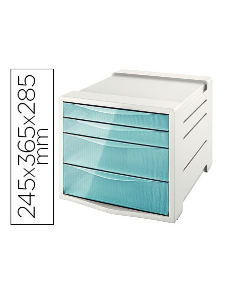 FICHERO CAJ.SOBREMESA ESSELTE ICE PLASTICO 4 CAJ.AZ.245X365X285 MM
