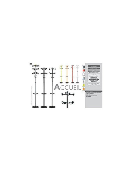 PERCHERO METALICO UNILUX ACCUEIL PIE 8 COLG. GRIS MET. 177 X 38 CM