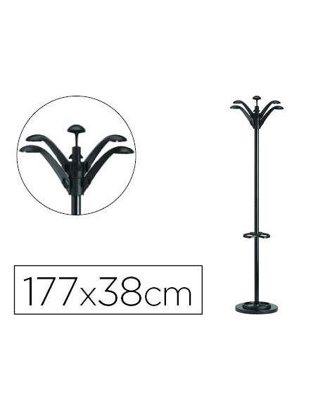 PERCHERO METALICO FLORA PIE 6 COLG.PARAGUERO Y BANDEJA NG.177X38CM
