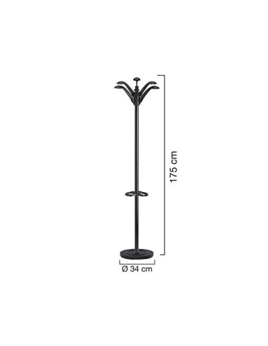 PERCHERO METALICO FLORA PIE 6 COLG.PARAGUERO Y BANDEJA NG.177X38CM