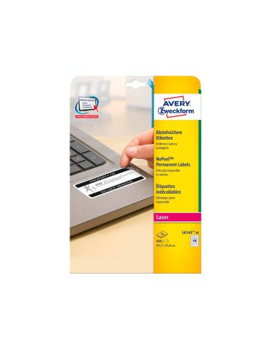 ETIQUETA ADH. AVERY 45,7X25,4MM PERMANENTE LASER BL.CAJA 800 UD.