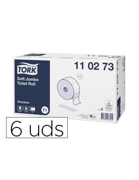 PAPEL HIGIENICO TORK JUMBO SUAVE 2 CAPAS 360 MT T1 PAQUETE 6 ROLLOS