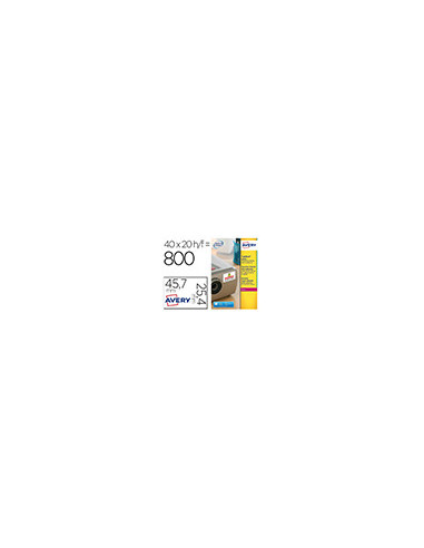 ETIQUETA ADH.AVERY POLIESTER SUPER ADHERENTE BL.45,7X25,4MM 800 UD.