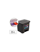 PAPELERA PLASTICFORTE PLASTICO PEDAL 2 COMP. 35LT.GRIS OSCURO 2