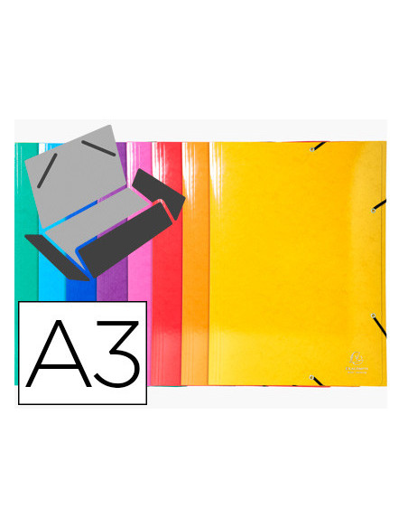 CARPETA GOMAS EXACOMPTA A3 CARTON 3 SOLAPAS COL.SURT.